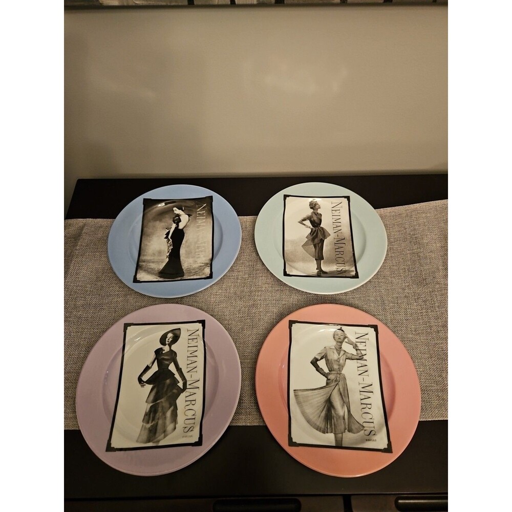 NEIMAN MARCUS Celebrating 95 Years 1907-2002 Vintage Fashion 4 Decorative Plates